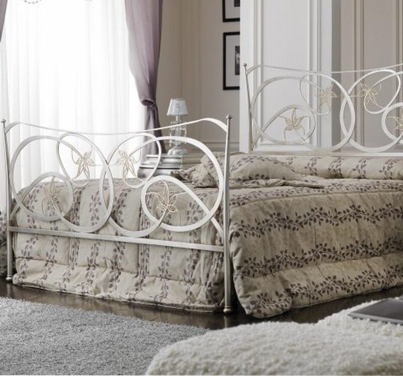 Letto in stile classico in ferro battuto FOGLIA ARGENTO