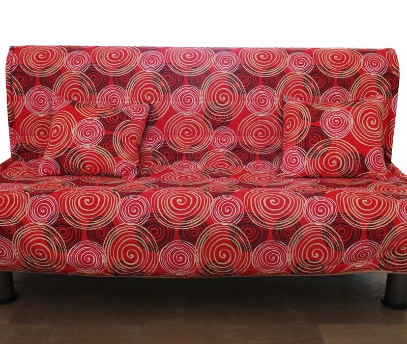 Divano-letto stile moderno in tessuto sfoderabile ROSSO o BLU