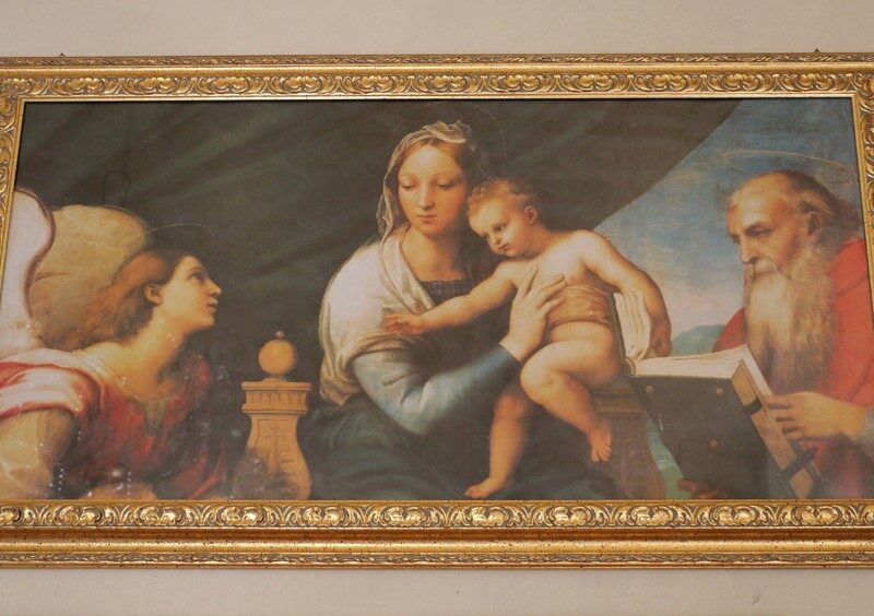 Quadro stampa su pannello Madonna con bambinello