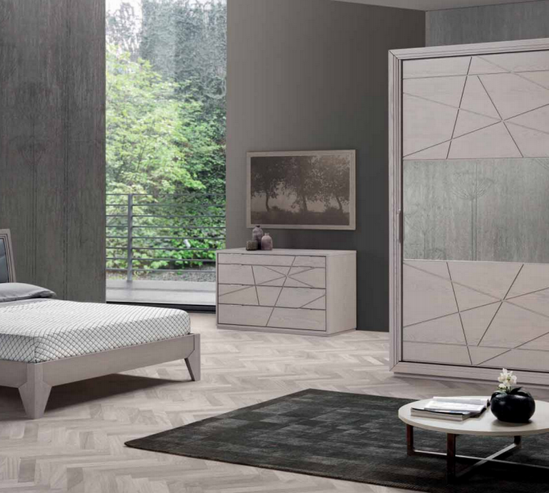 Camera da letto in stile contemporaneo GRIGIO FRASSINATO SPAZZOLATO