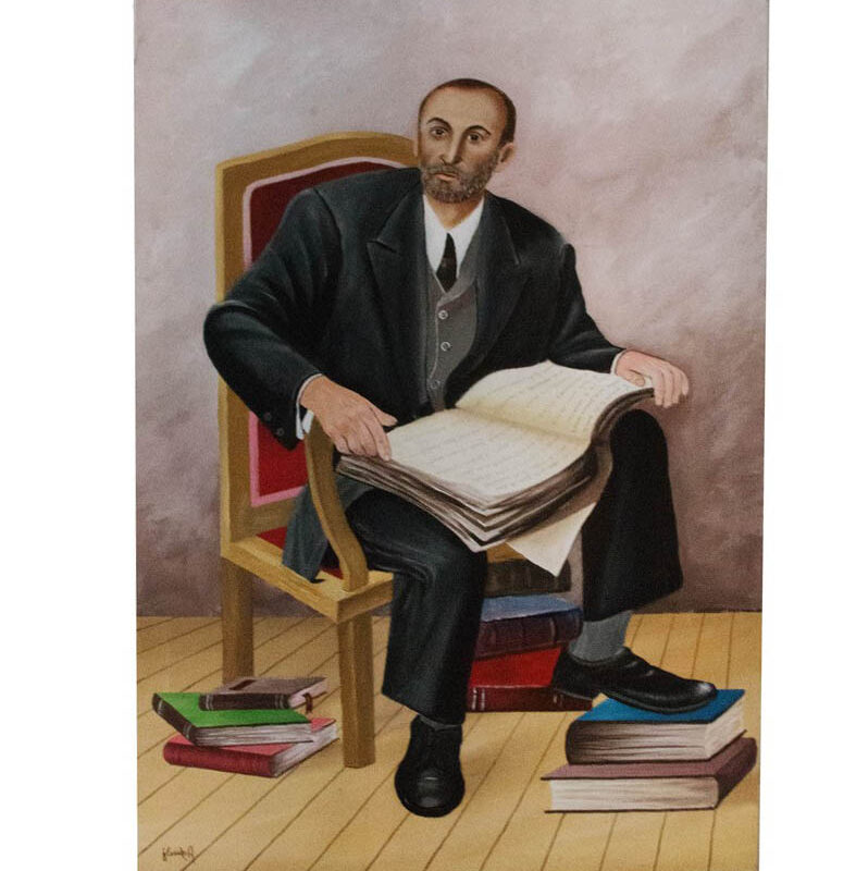 Quadro ad olio su tela dipinto a mano "UOMO SEDUTO"