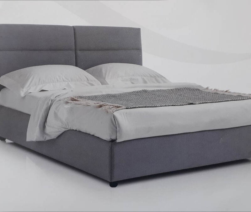 Letto contenitore con testiera in tessuto stile moderno GRIGIO CHIARO