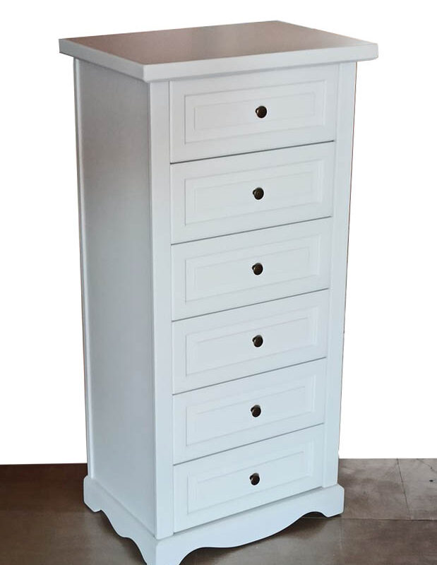 Cassettiera-settimino in stile classico-arte povera bianco