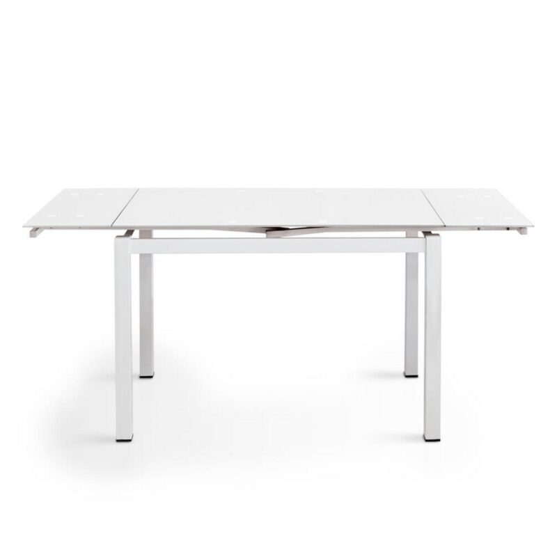 Tavolo allungabile in stile moderno con piano in vetro temperato