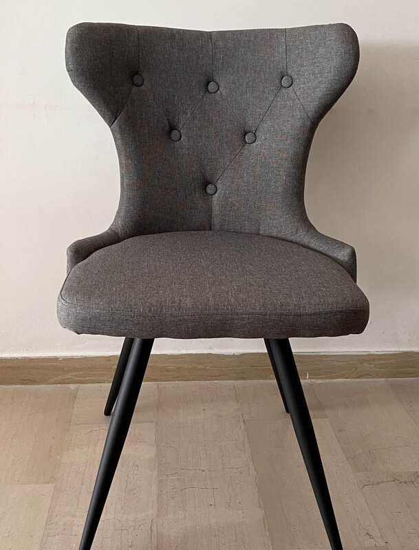 Sedia in stile moderno in tessuto grigio