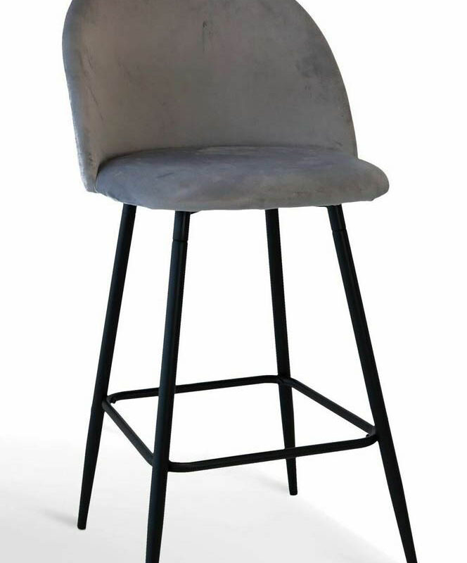 Sgabello in stile moderno in velluto grigio
