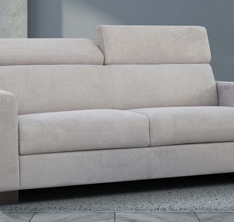 Divano-letto 3 posti in tessuto grigio ghiaccio
