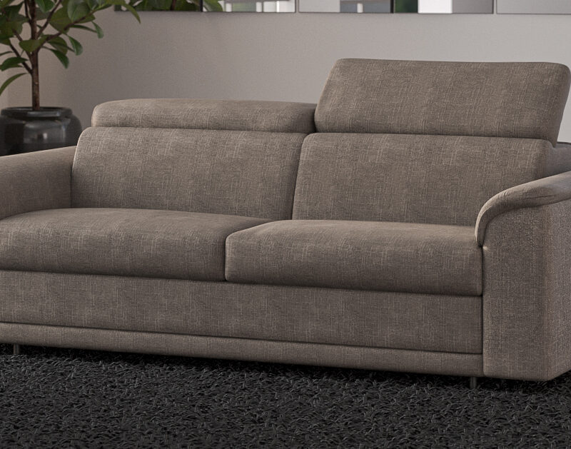 Divano-letto 3 posti in tessuto grigio chiaro
