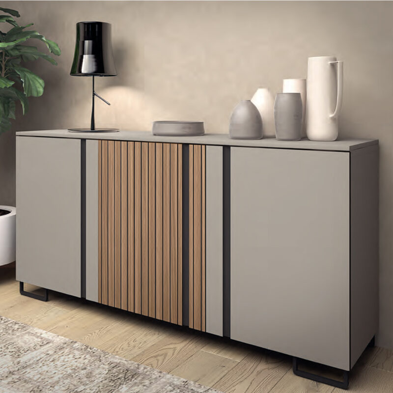 Madia in stile moderno colore tortora e rovere rigato